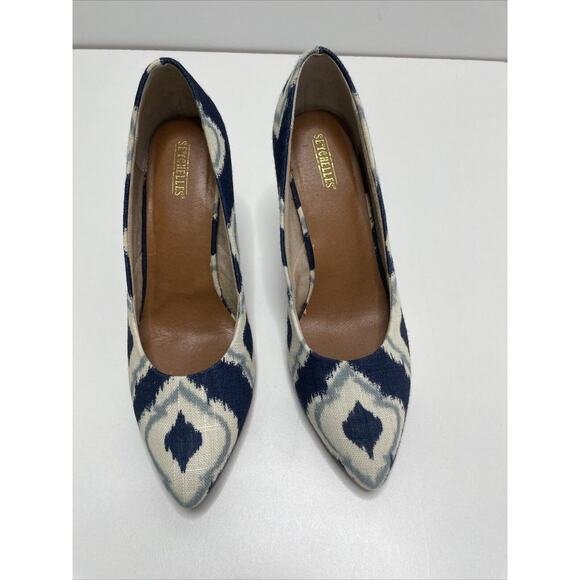 Women’s Seychelles Fabric Heels‎ SIZE 9 Anthropologie Aztec Blue Shoes Pumps - Picture 4 of 15